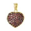 Silver pendant with czech garnet, gold plated - heart                                               