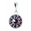 Silver pendant with czech garnet, rhodium plated - circle                                           