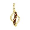 Silver pendant with czech garnet, gold plated - wave                                                