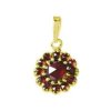 Silver pendant with czech garnet, gold plated - flower                                              