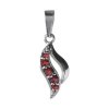 Silver pendant with czech garnet, rhodium plated - wave                                             