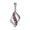 Silver pendant with czech garnet, rhodium plated - wave                                             