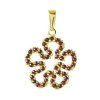 Silver pendant with czech garnet, gold plated - flower                                              