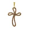 Silver pendant with czech garnet, gold plated - cross                                               