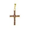 Silver pendant with czech garnet, gold plated - cross                                               