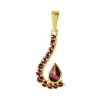 Silver pendant with czech garnet, gold plated - drop                                                