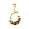Silver pendant with czech garnet, gold plated - spiral                                              