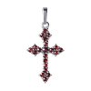 Silver pendant with czech garnet, rhodium plated - cross                                            