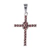 Silver pendant with czech garnet, rhodium plated - cross                                            