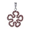 Silver pendant with czech garnet, rhodium plated - flower                                           