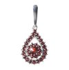 Silver pendant with czech garnet, rhodium plated - drop                                             