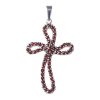 Silver pendant with czech garnet, rhodium plated - cross                                            