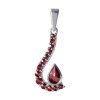 Silver pendant with czech garnet, rhodium plated - drop                                             