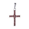 Silver pendant with czech garnet, rhodium plated - cross                                            