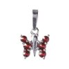 Silver pendant with czech garnet, rhodium plated, animal - butterfly                                