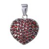Silver pendant with czech garnet, rhodium plated - heart                                            
