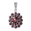 Silver pendant with czech garnet, rhodium plated - oval                                             