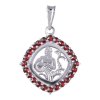 Silver pendant with czech garnet, rhodium plated, zodiac sign - aquarius                            