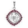 Silver pendant with czech garnet, rhodium plated, zodiac sign - scorpio                             