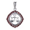 Silver pendant with czech garnet, rhodium plated, zodiac sign - libra                               