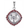 Silver pendant with czech garnet, rhodium plated, zodiac sign - cancer                              