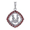 Silver pendant with czech garnet, rhodium plated, zodiac sign - gemini                              