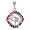 Silver pendant with czech garnet, rhodium plated, zodiac sign - bull                                