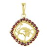 Silver pendant with czech garnet, gold plated, zodiac sign - bull                                   