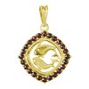 Silver pendant with czech garnet, gold plated, zodiac sign - fish                                   