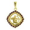 Silver pendant with czech garnet, gold plated, zodiac sign - sagittarius                            