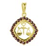 Silver pendant with czech garnet, gold plated, zodiac sign - libra                                  