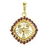 Silver pendant with czech garnet, gold plated, zodiac sign - cancer                                 