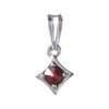 Silver pendant with czech garnet, rhodium plated                                                    