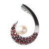 Silver pendant with czech garnet and pearl, rhodium plated - spiral                                 