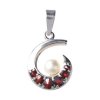 Silver pendant with czech garnet and pearl, rhodium plated - spiral                                 