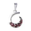 Silver pendant with czech garnet, rhodium plated - spiral                                           
