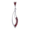 Silver pendant with czech garnet, rhodium plated - drop                                             