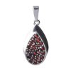 Silver pendant with czech garnet, rhodium plated - drop                                             
