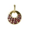 Silver pendant with czech garnet, gold plated - circle                                              