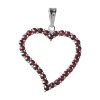Silver pendant with czech garnet, rhodium plated - heart                                            