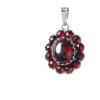 Silver pendant with czech garnet, rhodium plated - oval                                             