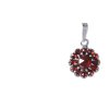 Silver pendant with czech garnet, rhodium plated - flower                                           