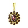 Silver pendant with czech garnet, gold plated - oval                                                