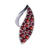 Silver pendant with czech garnet, rhodium plated - wave                                             