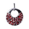 Silver pendant with czech garnet, rhodium plated - circle                                           