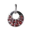 Silver pendant with czech garnet, rhodium plated - circle                                           