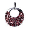 Silver pendant with czech garnet, rhodium plated - circle                                           