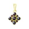 Silver pendant with czech garnet, gold plated - square                                              