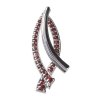 Silver pendant with czech garnet, rhodium plated - wave                                             