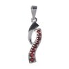 Silver pendant with czech garnet, rhodium plated - wave                                             